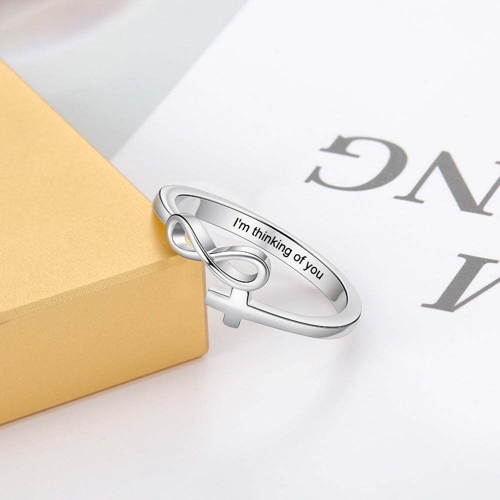 Personalized Name Cross & Infinity Love Rings for Women 925 Silver Color Customized Engraving Ring Trendy Jewelry Gifts-Florence Scovel