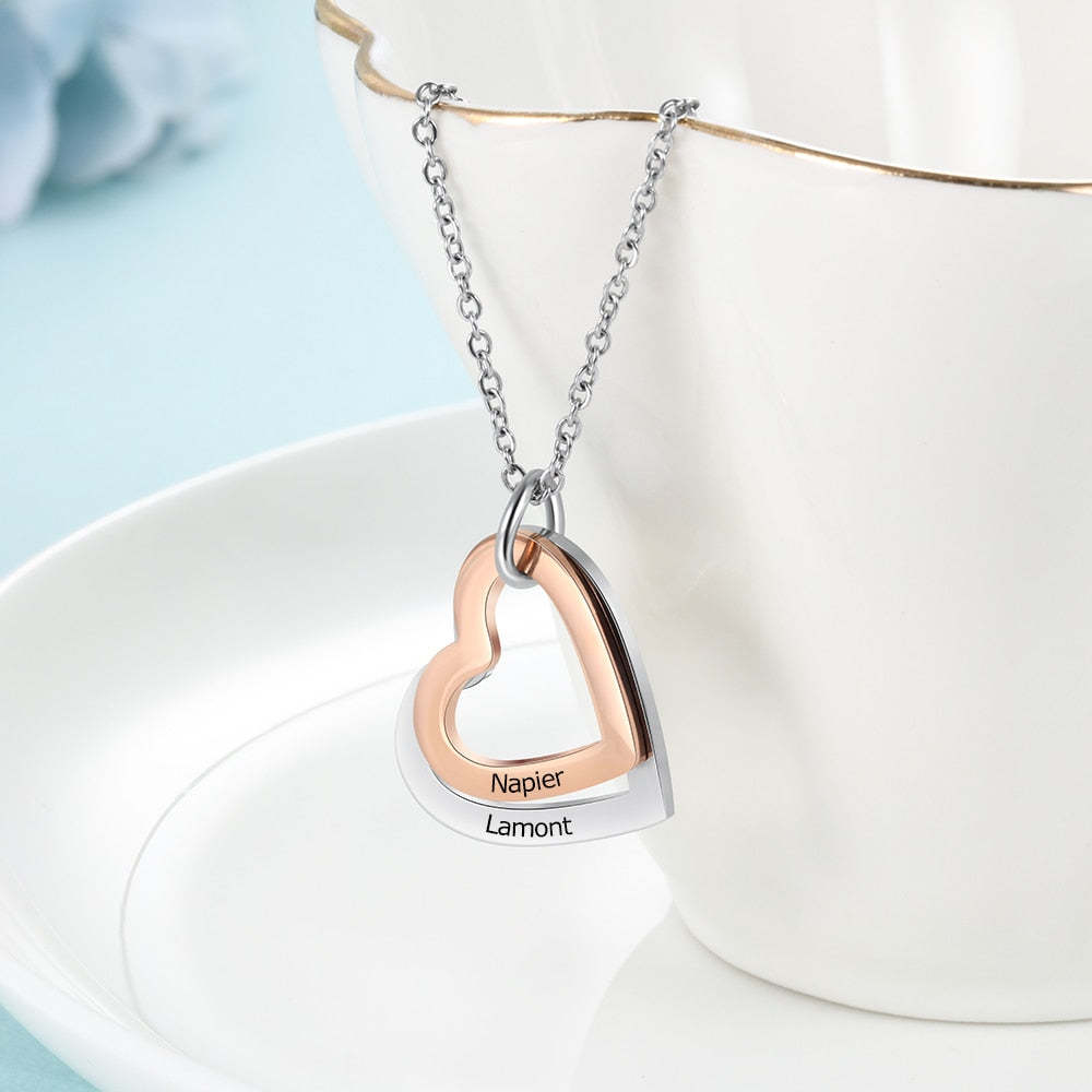 Personalized Mixed Rose Gold Color Stainless Steel Heart Pendant Necklace for Girlfriend-Florence Scovel