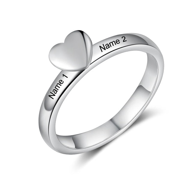 Personalized Heart Ring with Engraving Name Customized Wedding Engagement Rings for Women Anniversary Promise Gifts-Florence Scovel