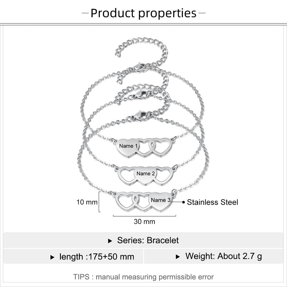 Personalized Name BFF Bracelets for Women Customized Engraved Heart Friendship Bracelets Birthday Gifts for Sister-Florence Scovel