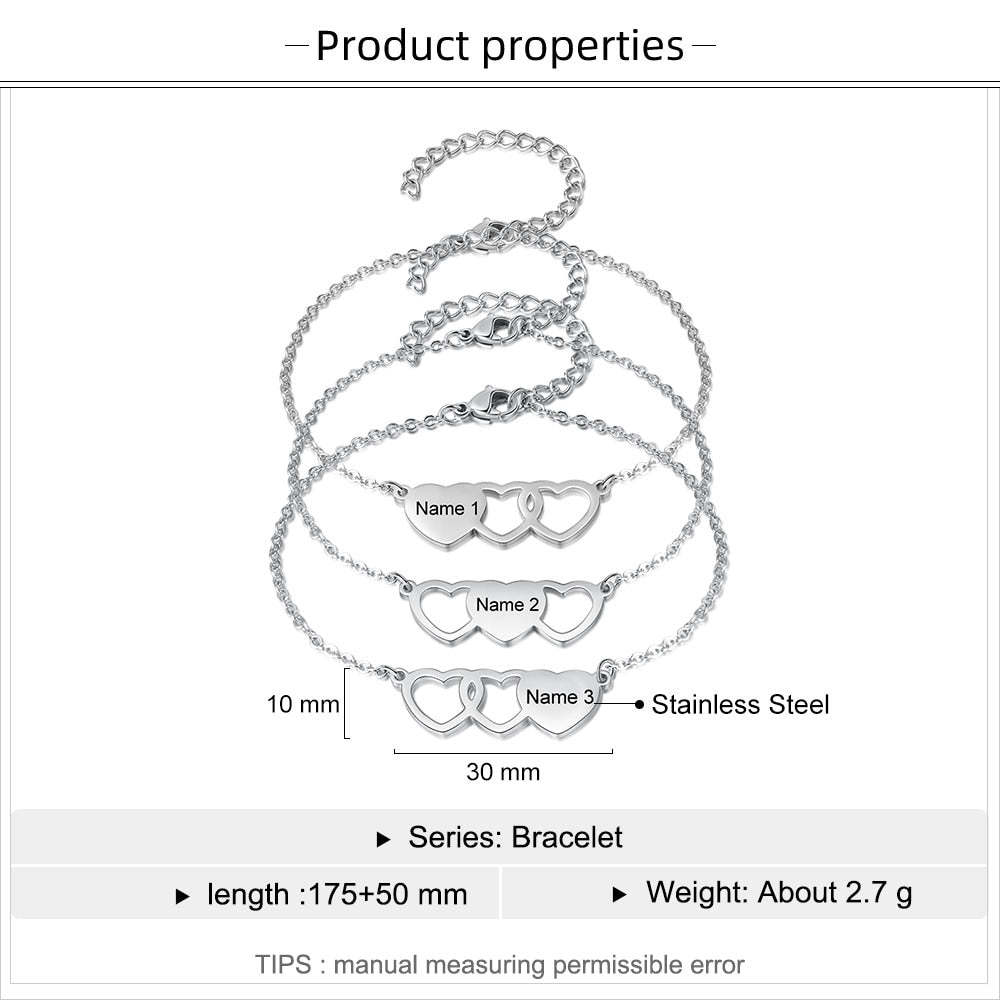 Personalized Name BFF Bracelets for Women Customized Engraved Heart Friendship Bracelets Birthday Gifts for Sister-Florence Scovel