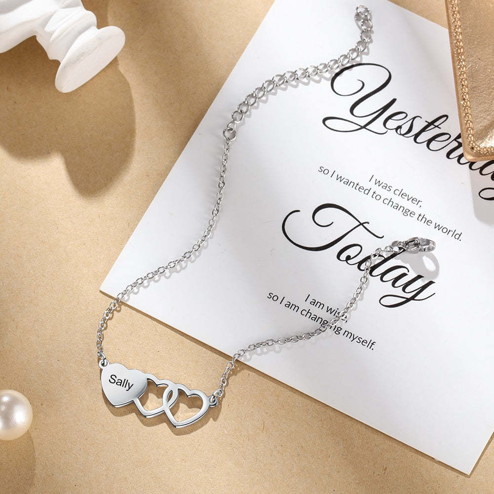 Personalized Name BFF Bracelets for Women Customized Engraved Heart Friendship Bracelets Birthday Gifts for Sister-Florence Scovel
