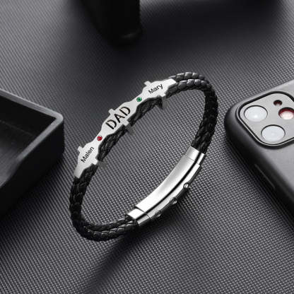 Personalized Engraved 2 Names And 2 Birthstones Dad Bracelet-Florence Scovel