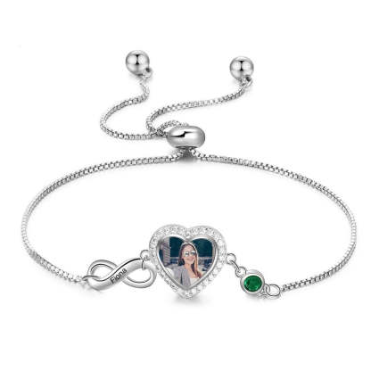 Personalized Engraved Name And Photo Adjustable Chain Bracelets for Women-Florence Scovel