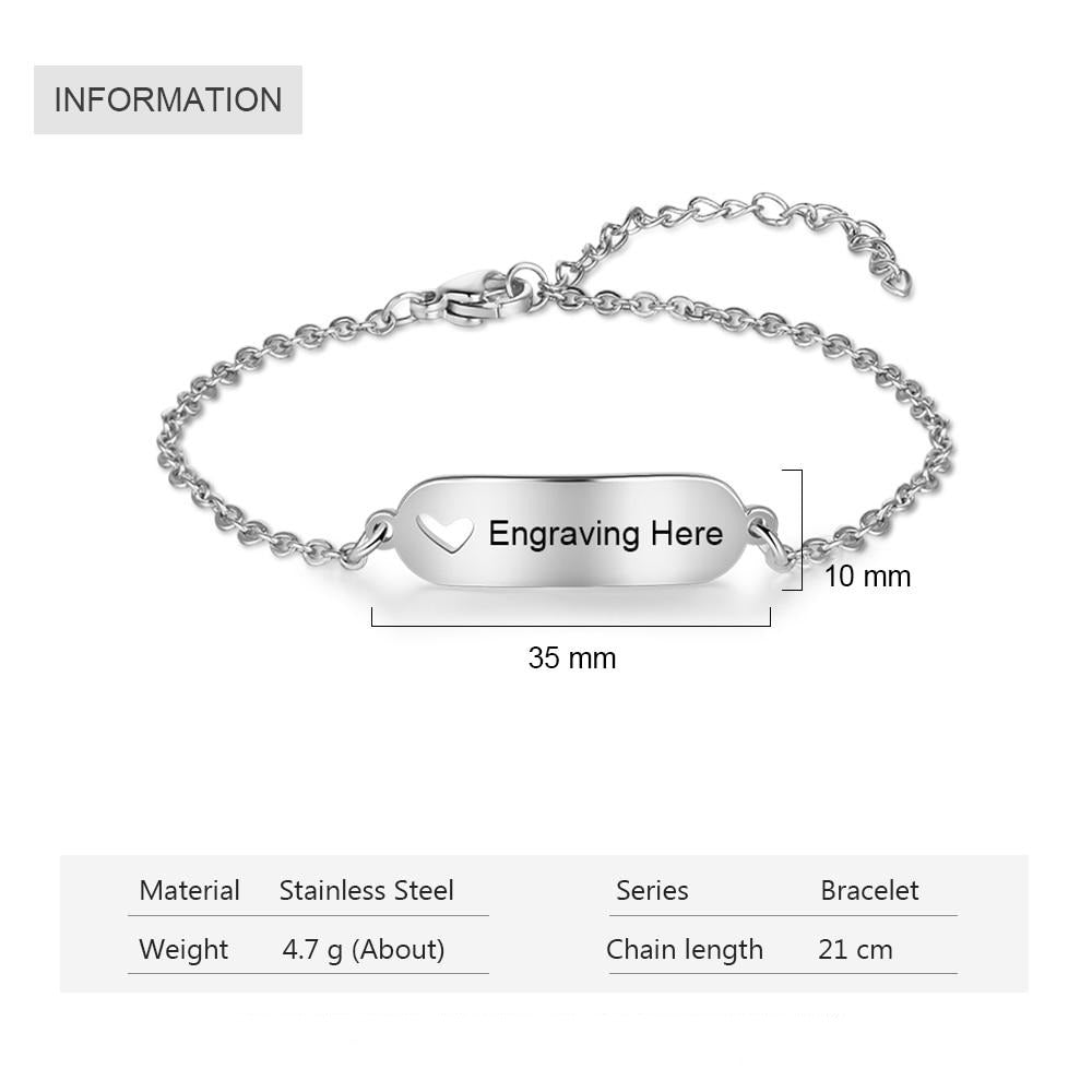 Customized Engravable Bar Bracelets for Women Hollow-out Heart Stainless Steel Personalized Bracelets Custom Gifts-Florence Scovel