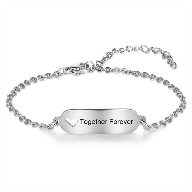 Customized Engravable Bar Bracelets for Women Hollow-out Heart Stainless Steel Personalized Bracelets Custom Gifts-Florence Scovel