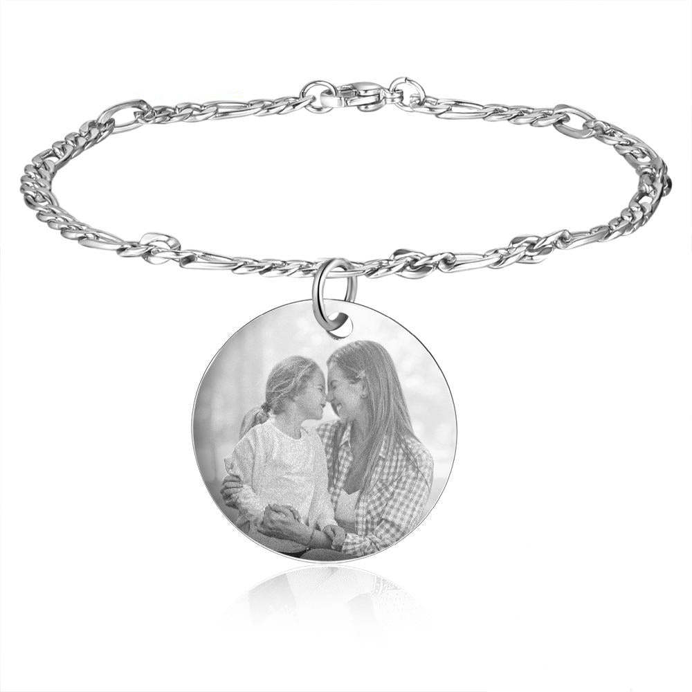 Personalized Birth Flower Bracelets for Women Stainless Steel Custom Photo Engraved Names Chain Bracelet Gifts for Her-Florence Scovel