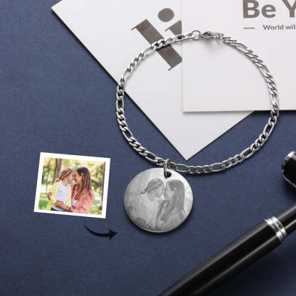 Personalized Birth Flower Bracelets for Women Stainless Steel Custom Photo Engraved Names Chain Bracelet Gifts for Her-Florence Scovel