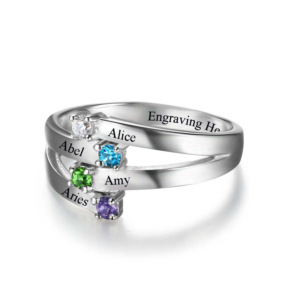 4 Names & Birthstone Personalized Ring For Women-Florence Scovel