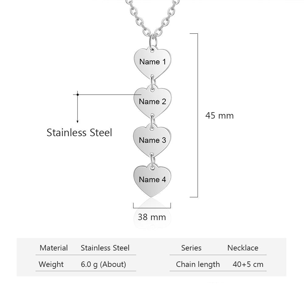 Personalized Engraving Name Vertical Heart Necklace Customized Pendant Necklaces for Women Christmas Gifts for Mother-Florence Scovel