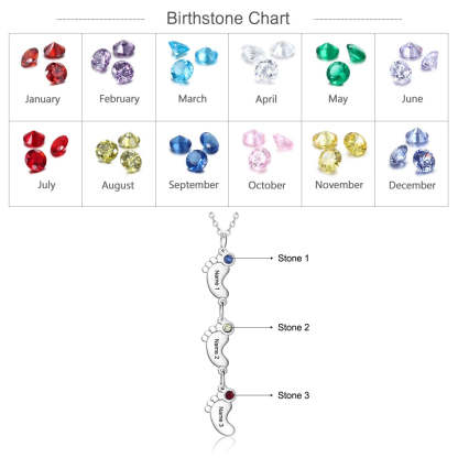 Multi Baby Feet Pendant Customize Birthstones Engraved Name Gift for Women-Florence Scovel