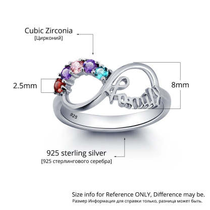 Personalized Engrave Birthstone Infinity Family Jewelry Cubic Zirconia 925 Sterling Silver Ring Gift For Mom-Florence Scovel