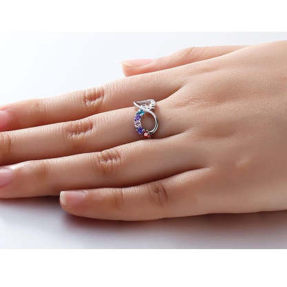 Personalized Engrave Birthstone Infinity Family Jewelry Cubic Zirconia 925 Sterling Silver Ring Gift For Mom-Florence Scovel