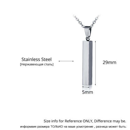 Personalized Engraved Name Date Necklaces for Women Unisex Stainless Steel Vertical Bar Necklaces & Pendants-Florence Scovel