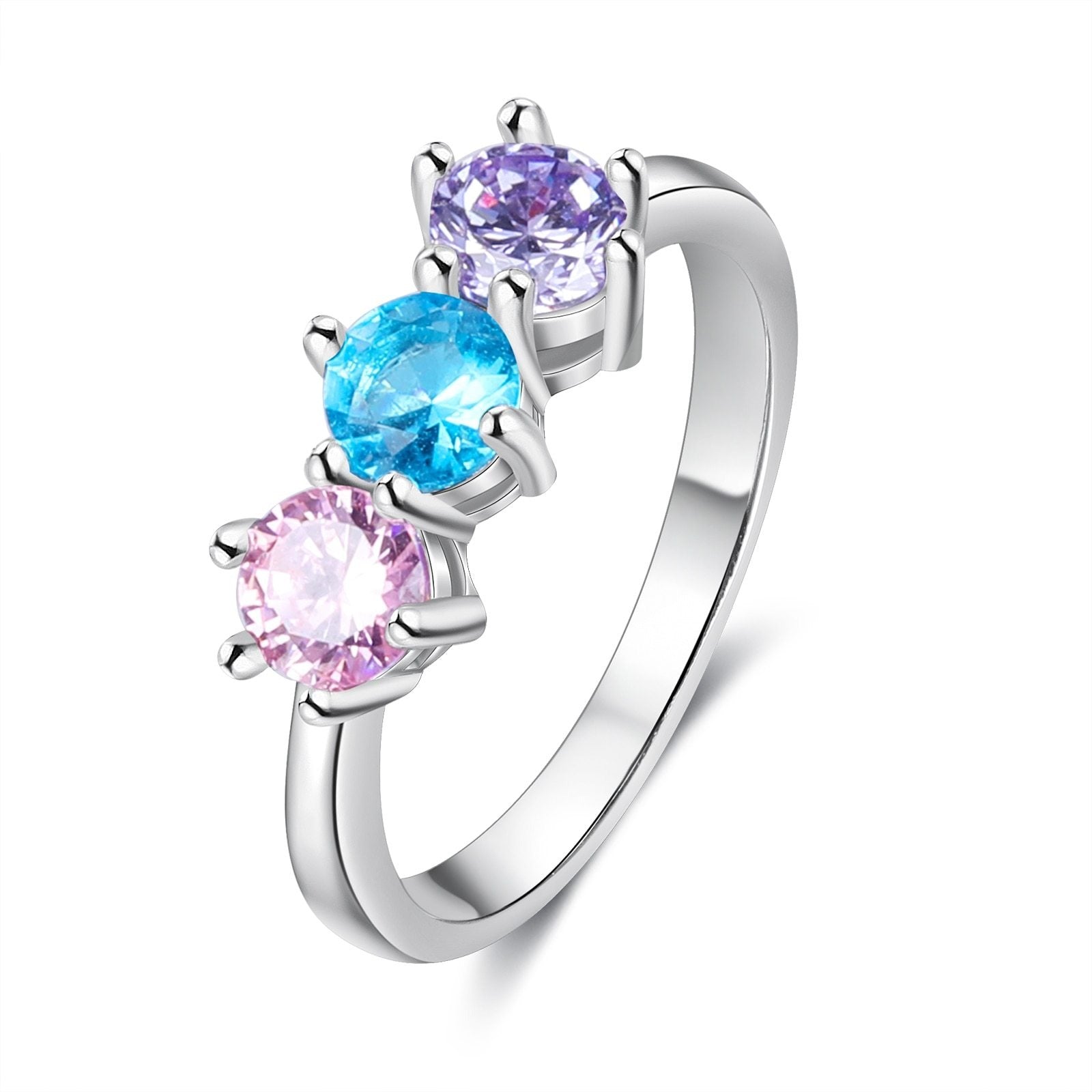 Personalized DIY Round Birthstone Rings for Women Customized Family Stackable Ring Gifts for Girlfriend/ Mothers Day-Florence Scovel