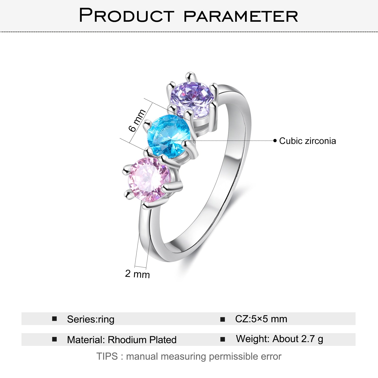 Personalized DIY Round Birthstone Rings for Women Customized Family Stackable Ring Gifts for Girlfriend/ Mothers Day-Florence Scovel