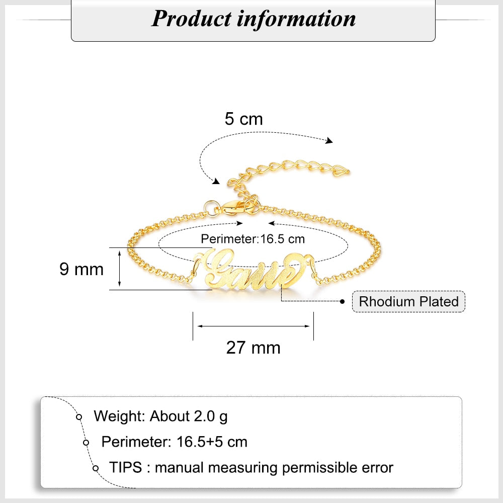 Customized Name Bracelets & Bangles for Women Personalized Letter Nameplate Adjustable Chain Bracelet Gift Jewelry-Florence Scovel