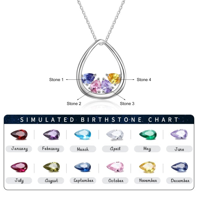 Personalized DIY Inlaid Birthstone Necklaces for Women Customized Water Drop Pendant Necklace Anniversary Gift for Her-Florence Scovel
