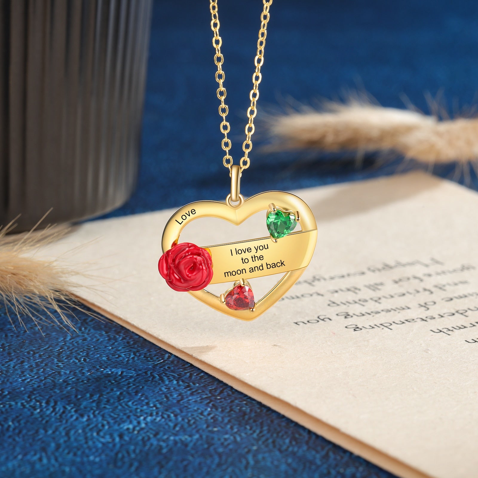 Customized Mother Necklace With Rose Flower Personalized-Florence Scovel