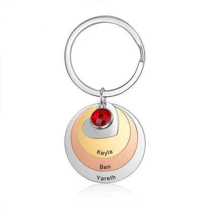 Personalized Mixed Color Engraved Name Keychains for Women Stainless Steel Customized Birthstone Keyring Gift for Mom-Florence Scovel