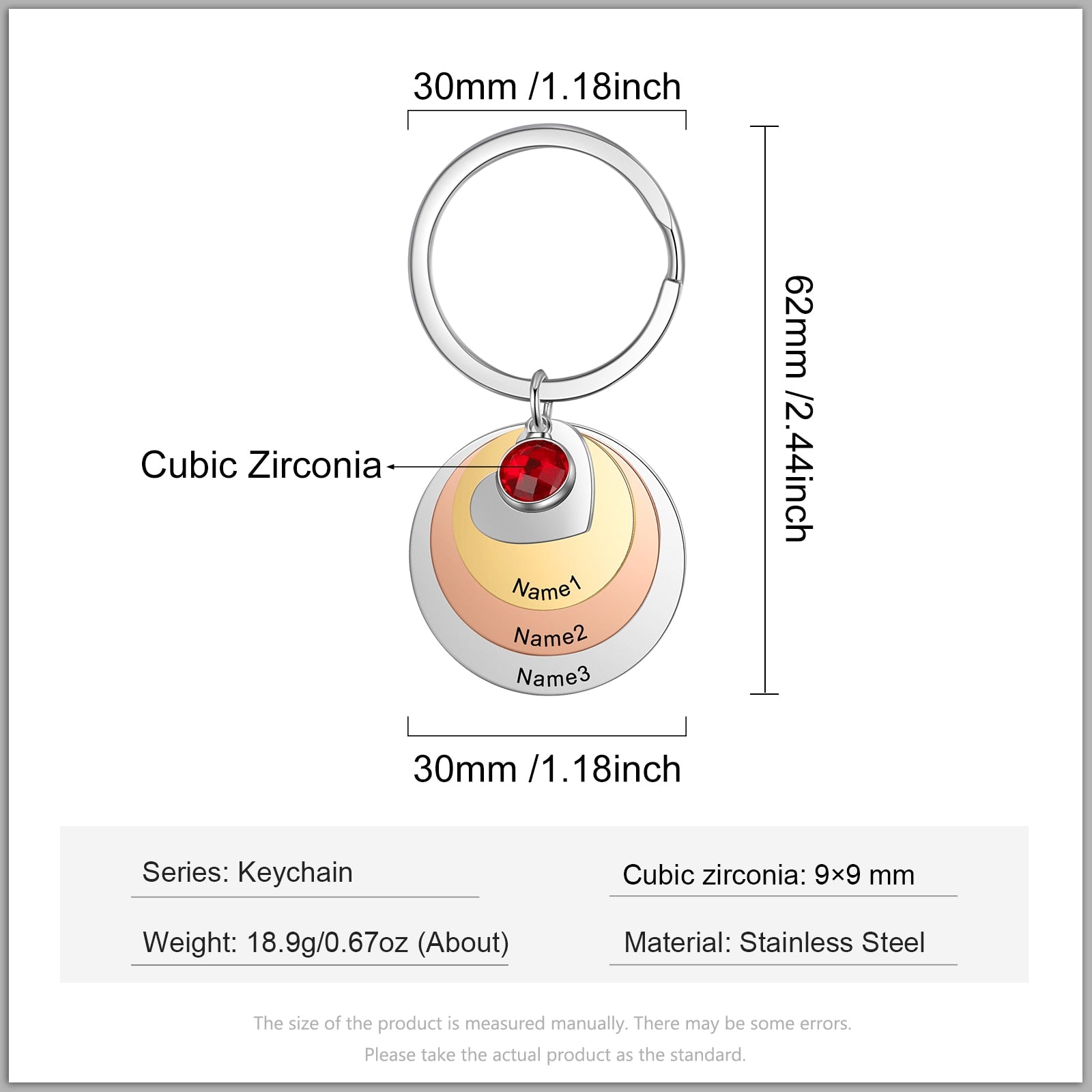 Personalized Mixed Color Engraved Name Keychains for Women Stainless Steel Customized Birthstone Keyring Gift for Mom-Florence Scovel