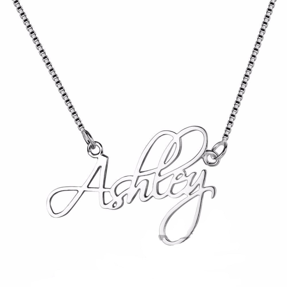 Personalized 925 Sterling Silver Name Necklace With Box Chain Christmas Gift Custom Nameplate Pendant-Florence Scovel