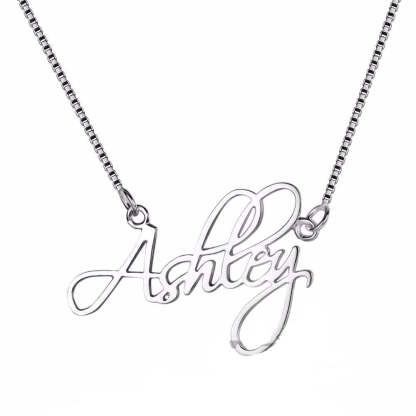 Personalized 925 Sterling Silver Name Necklace With Box Chain Christmas Gift Custom Nameplate Pendant-Florence Scovel