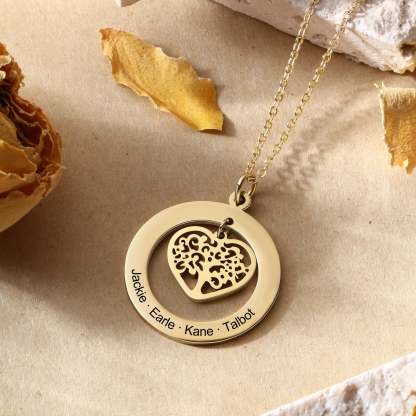 Personalized Tree of Life Engrave Name Necklace Silver Color Round Customized Necklace Family Gifts-Florence Scovel