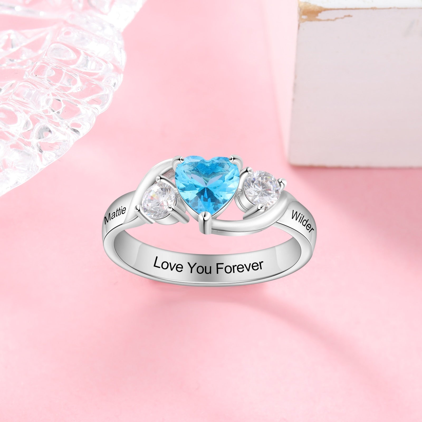 Personalized Birthstone Rings for Women Customized Engraving Promise Wedding Engagement Ring Gifts for Mother/ Mom-Florence Scovel