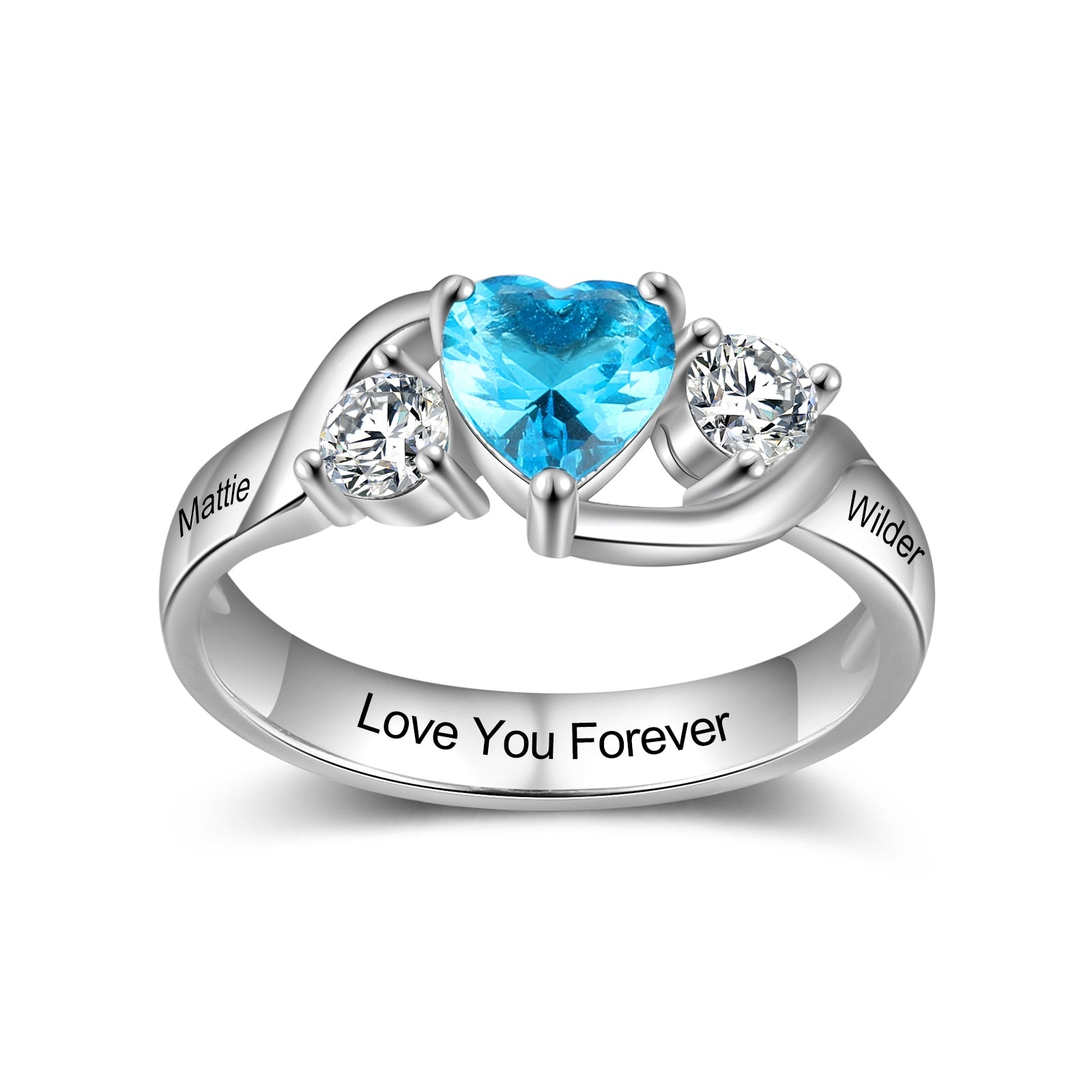Personalized Birthstone Rings for Women Customized Engraving Promise Wedding Engagement Ring Gifts for Mother/ Mom-Florence Scovel