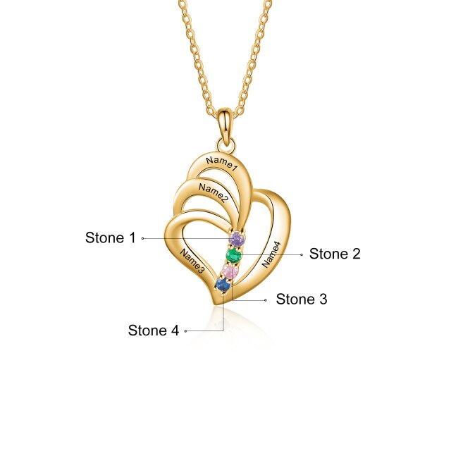 Customized Engraving 4 Names Pendants for Women Personalized Mother Necklace with Birthstone-Florence Scovel