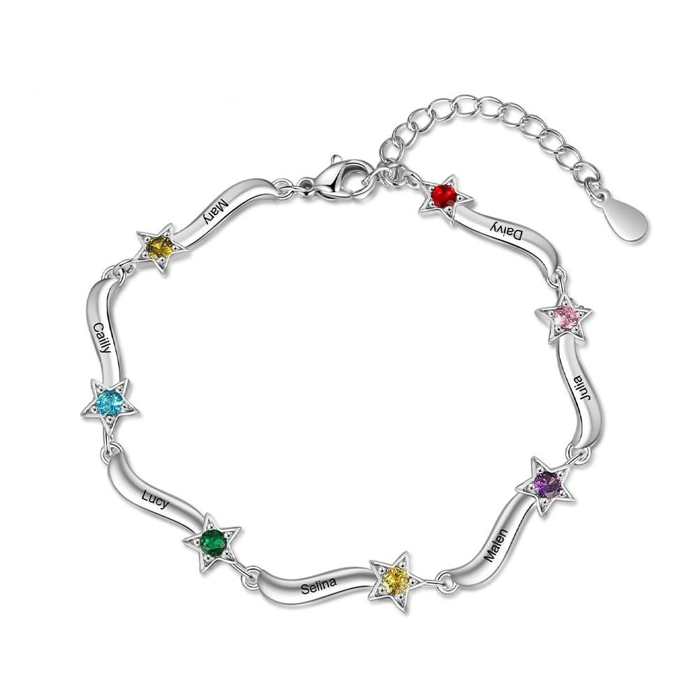 Customized  Name Engraving Mothers Bracelet Personalized Inlaid Birthstone Star Bracelets for Women Gift for Mom-Florence Scovel