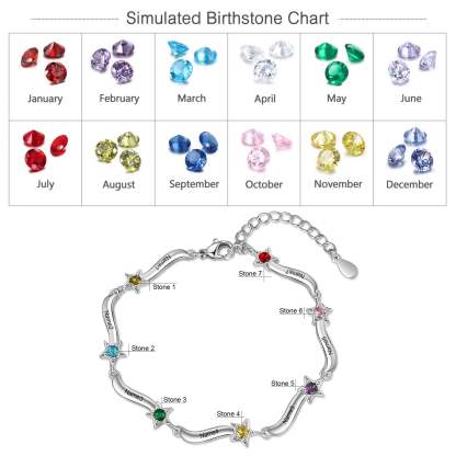 Customized  Name Engraving Mothers Bracelet Personalized Inlaid Birthstone Star Bracelets for Women Gift for Mom-Florence Scovel