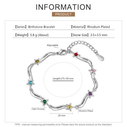 Customized  Name Engraving Mothers Bracelet Personalized Inlaid Birthstone Star Bracelets for Women Gift for Mom-Florence Scovel