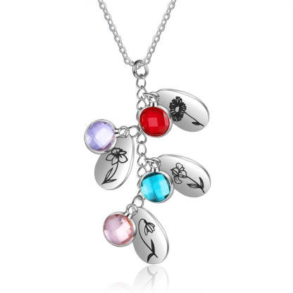 Personalized Birth Flower Pendant Necklace Jewelry-Florence Scovel