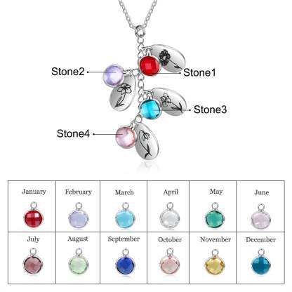 Personalized Birth Flower Pendant Necklace Jewelry-Florence Scovel