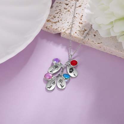 Personalized Birth Flower Pendant Necklace Jewelry-Florence Scovel