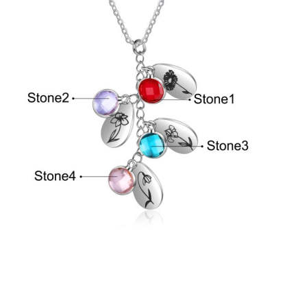 Personalized Birth Flower Pendant Necklace Jewelry-Florence Scovel