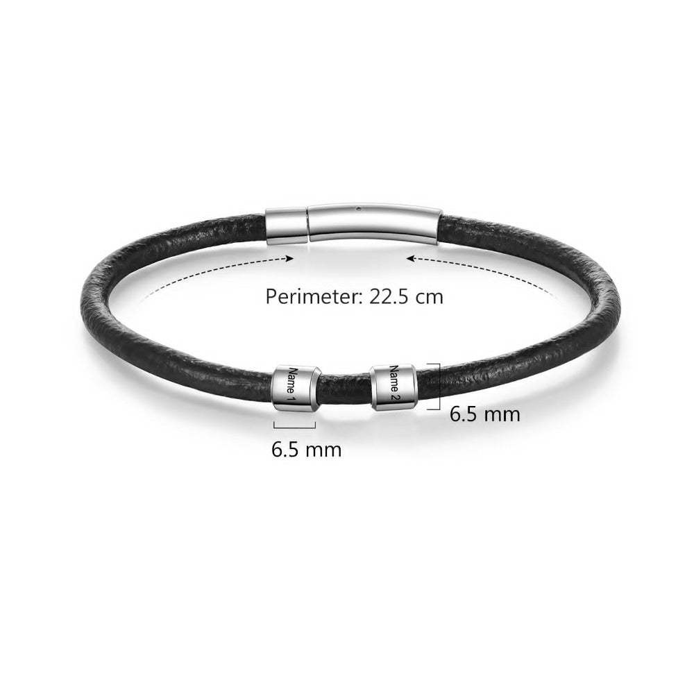 Customized 2 Name Leather Bracelets For Men-Florence Scovel