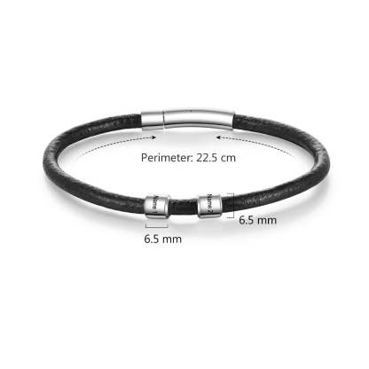 Customized 2 Name Leather Bracelets For Men-Florence Scovel