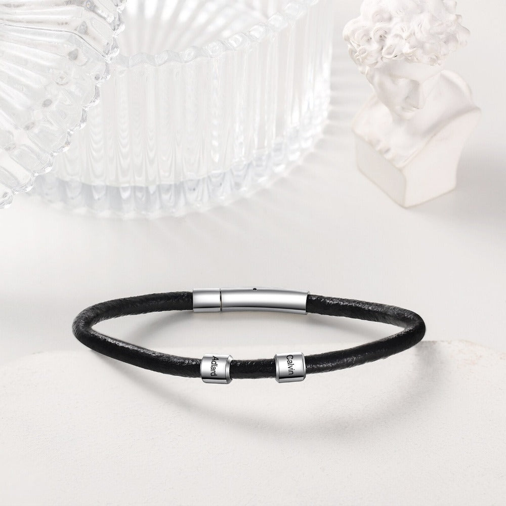 Customized 2 Name Leather Bracelets For Men-Florence Scovel