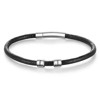 Customized 2 Name Leather Bracelets For Men-Florence Scovel