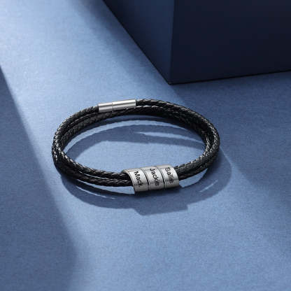 Personalized 3 Name Beads Engraved Bracelets For Men-Florence Scovel