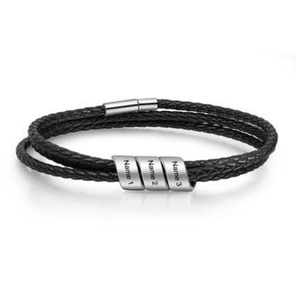 Personalized 3 Name Beads Engraved Bracelets For Men-Florence Scovel