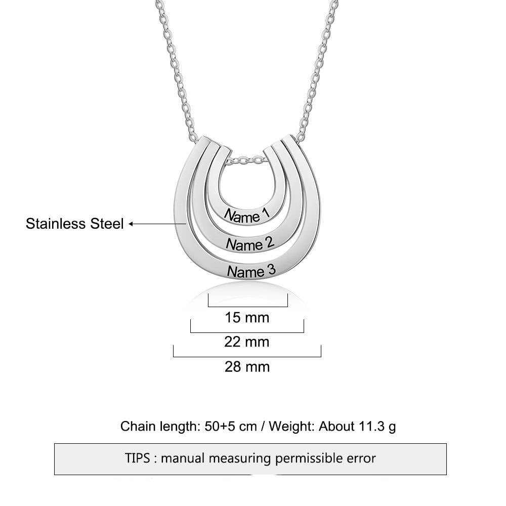 Personalized 3 Names Engraved Horseshoe Necklace-Florence Scovel