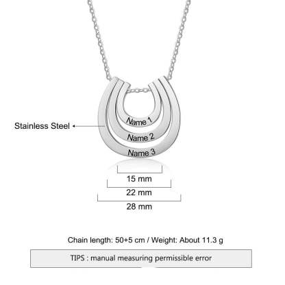 Personalized 3 Names Engraved Horseshoe Necklace-Florence Scovel