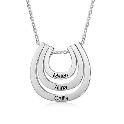 Personalized 3 Names Engraved Horseshoe Necklace-Florence Scovel