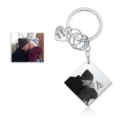 Customized Square Photo And Date Engraved Calendar Keychains-Florence Scovel