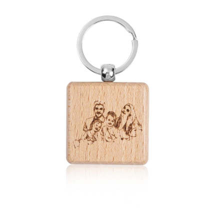Engraving Calendar Highlighted With Heart-Shape Wooden Keyring Keychain-Florence Scovel