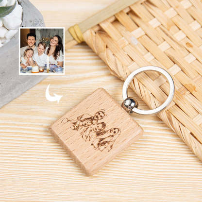 Engraving Calendar Highlighted With Heart-Shape Wooden Keyring Keychain-Florence Scovel